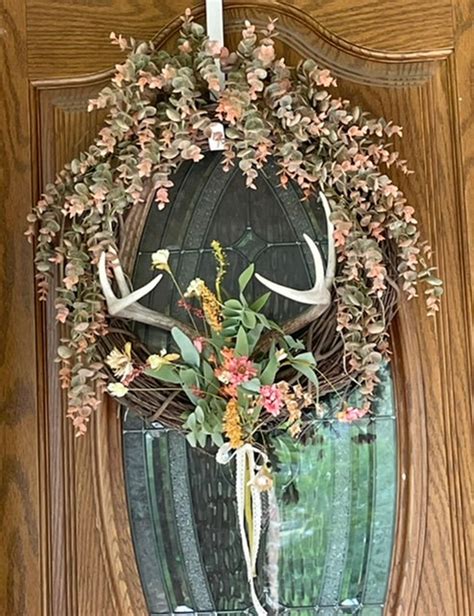 Deer Antler Grapevine Wreath Any Season Etsy