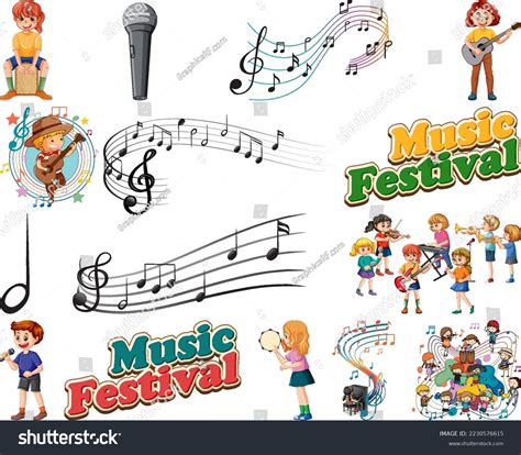 Kids Musical Instruments Music Symbols Set Stock Vector (Royalty Free ...