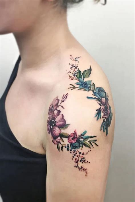 Details More Than 76 Flower Shoulder Tattoos Female Best In Cdgdbentre