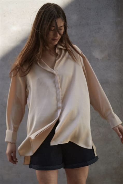 TOPS CAMISAS Blusa Seda Juliana Oversize Nude VDAMIANI