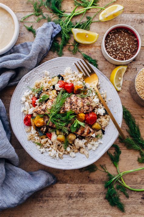 Zaatar Grilled Chicken Bulgur Bowls With Tahini Sauce A Beautiful Plate