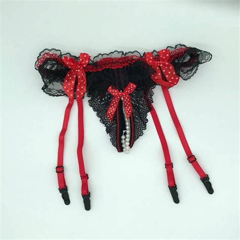 Porte jarretelle Porte jarretelles en dentelle avec nœud pour femme lingerie transparente