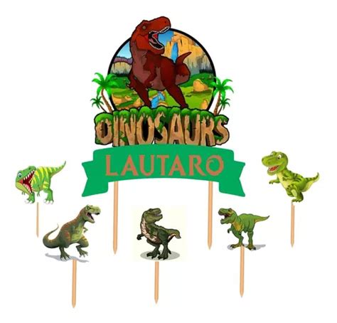 Adorno Torta Cake Topper Dinosaurios Pinche Personalizado En Venta En