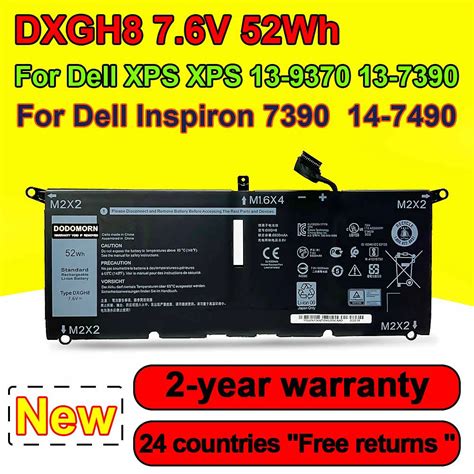 New Dxgh8 Laptop Battery For Dell Xps 13 9370 9380 7390 2019 Inspiron