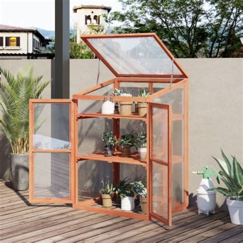 Wooden Cold Frame Greenhouse Planter Box Herb Flowers Vegetable