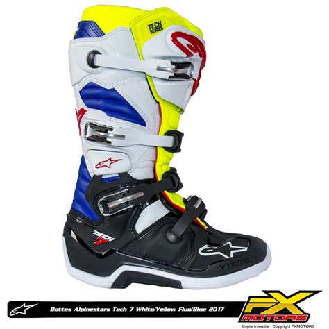 Bottes Motocross Alpinestars Tech White Yellow Fluo Blue Fx Motors