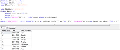 Sql Query To Get Week Day Name Between Two Date Ranges Sexiezpicz Web Porn