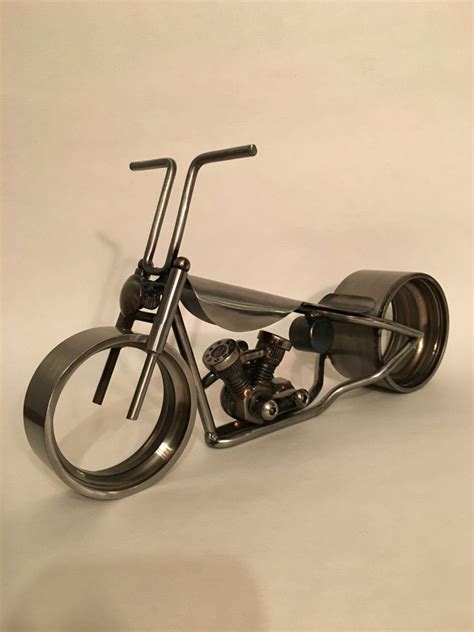 Hand Made Motorycle Sculpture Made With Recycled Metal Metal Etsy