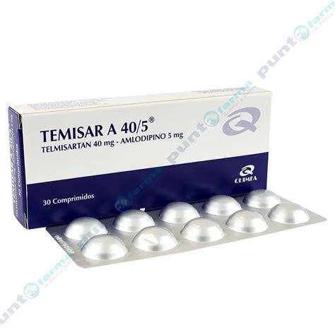 Temisar A 40 5 Telmisartán 40mg Amlodipino 5mg 30 comprimidos Punto