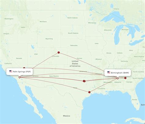 All Flight Routes From Birmingham To Palm Springs Bhm To Psp Flight Routes