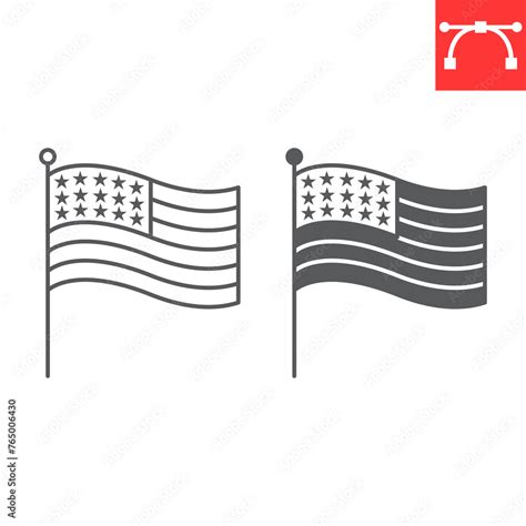 USA Flag Line And Glyph Icon Election And Politician American Flag