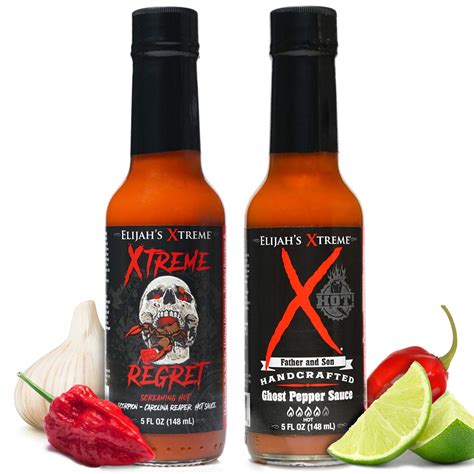 Buy Elijahs Xtreme Regret And Ghost Pepper Hot Sauce 2 Pack Carolina Reaper And Ghost Pepper Hot