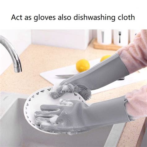 Magic Silicone Scrubbing Gloves Scrub Cleaning Gloves With Scrubber