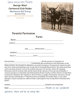 Fillable Online Mechanical Bull Riding Consent Form Friends Of George