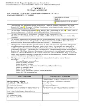 Fillable Online Courts Ca 1 Attachment G Standard Agreement