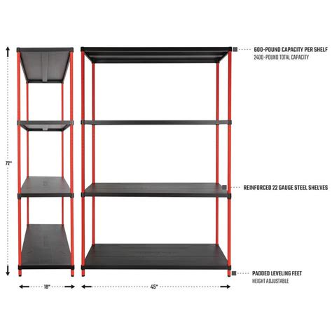 Craftsman 72 Inch H X 18 Inch D X 45 Inch W 4 Shelf Steel Storage