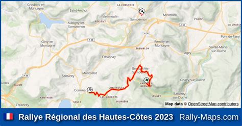 Streckenverlauf Rallye Régional des Hautes Côtes 2023 Coupe