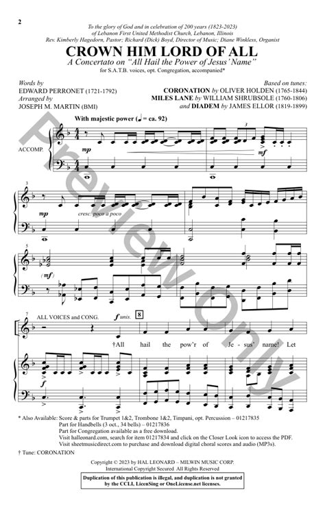 Crown Him Lord Of All Satb Arr Joseph M J W Pepper Sheet Music