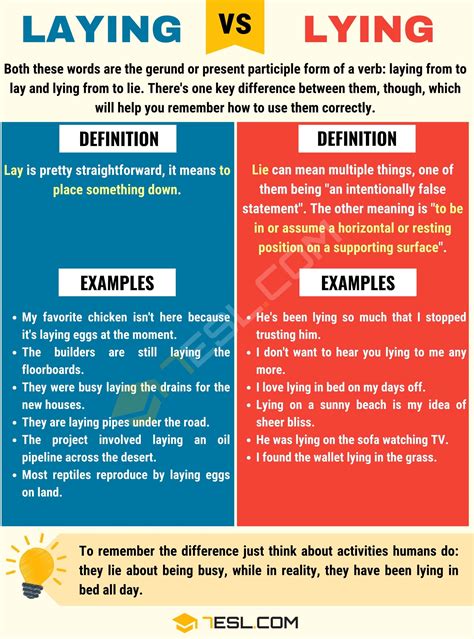 Laying Vs Lying What S The Difference Esl