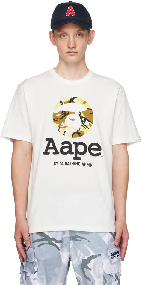 AAPE By A Bathing Ape Off White Moonface Camo T Shirt AAPE By A Bathing Ape