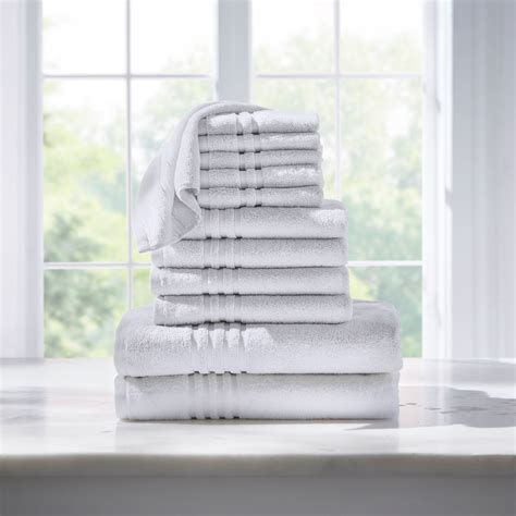 Simple 12 Pc Zero Twist Bath Towel Set White Brylane Home