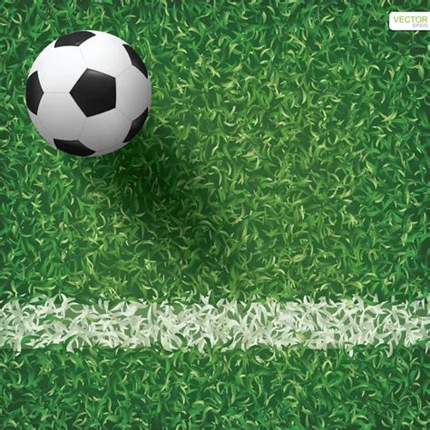 Soccer Football Ball Green Grass Soccer Field Background Vector