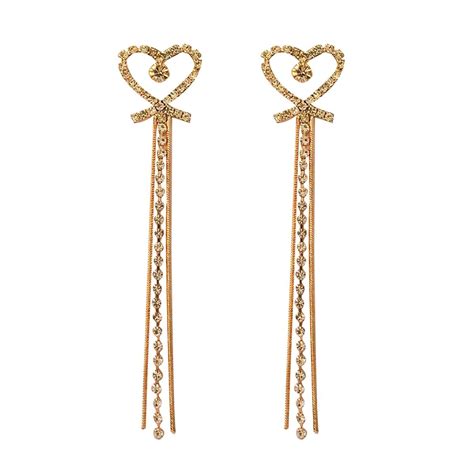 Buy Ayesha Heart White Diamante Crystal Studded Rose Gold Toned Long