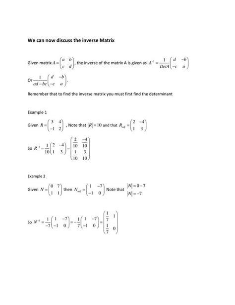 Matrices And Their Inverses CSEC Math Tutor