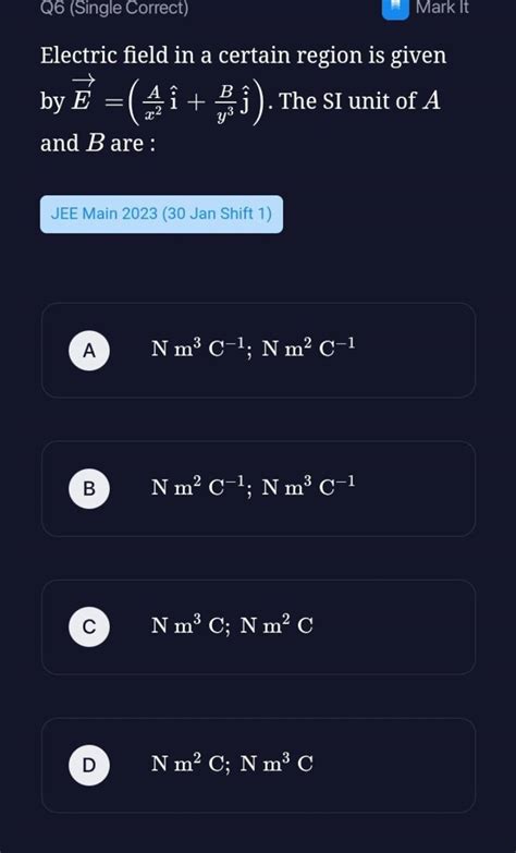 Electric Field In A Certain Region Is Given By E X A I Y B J The Si