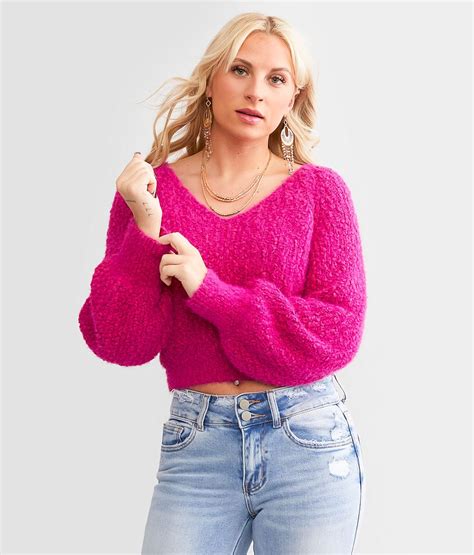 Willow And Root Open Back Tie Sweater Womens Sweaters In Hot Pink Buckle