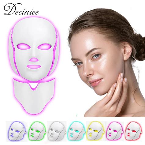 Máscara Facial Led De 7 Colores Con Cuello Tratamiento De Cuidado