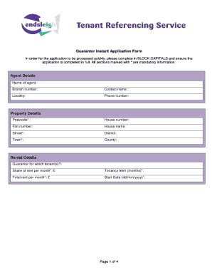 Fillable Online Guarantor Instant Application Form Fax Email Print