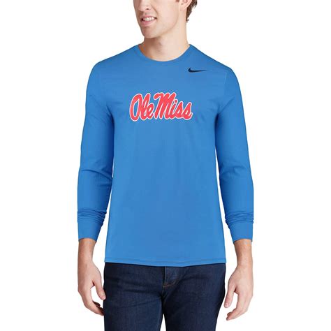 Nike Ole Miss Rebels Light Blue Logo Long Sleeve T Shirt