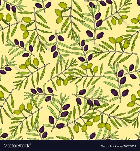 Olive Branch Seamless Pattern Royalty Free Vector Image