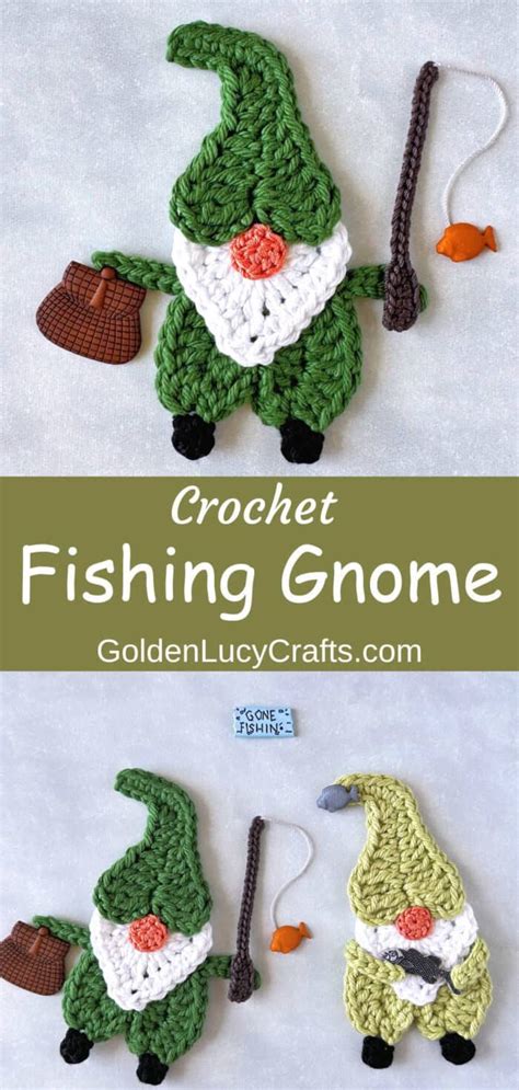 Crochet Fishing Gnome GoldenLucyCrafts