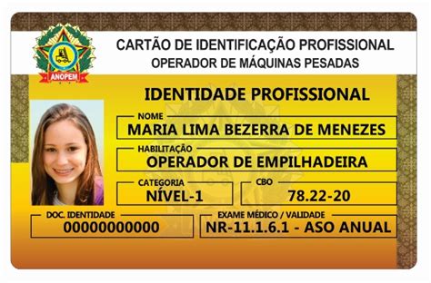 Cruz Verde Cearense Cart O De Identifica O Profissional Operador De