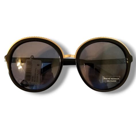 Privé Revaux Women S Gold And Black Sunglasses Depop