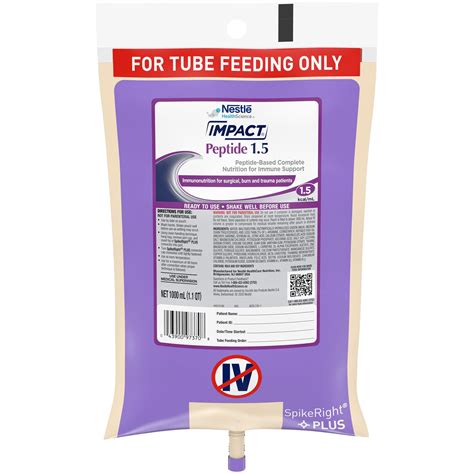 Nestle Impact Peptide 15 Tube Feeding Formula Unflavored 338 Oz Bag 6