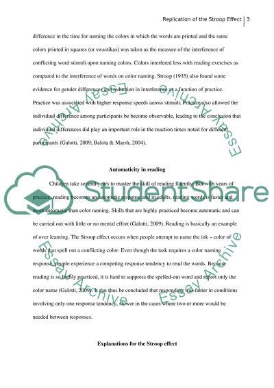 Replication of the Stroop Effect Experiment Research Paper Example ...