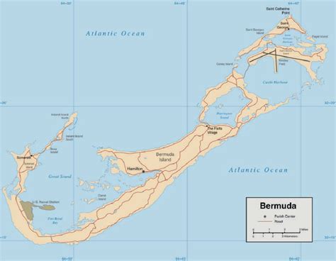 Map Of The Bermuda Archipelago Consisting Of Five Main Islands