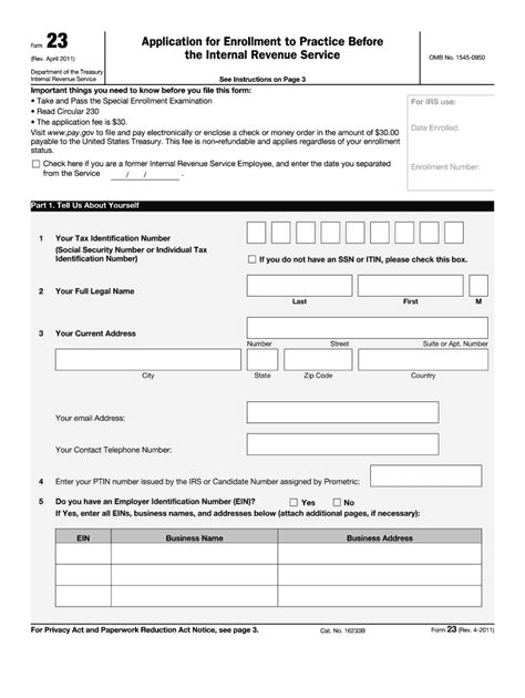 Form 23 Rev April Internal Revenue Service Fill Out And Sign