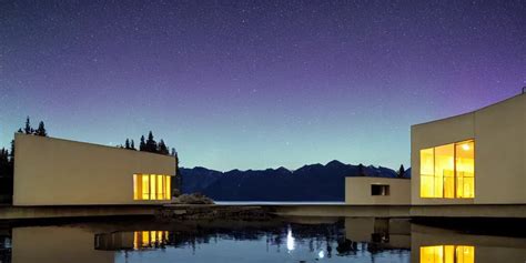 Le Corbusier Architecture Next To Alaskan Lake Night Stable