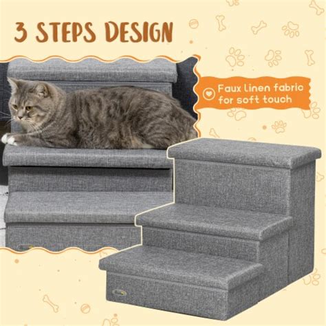 Simplie Fun 3 Step Dog Stairs With Storage For Toys Treats And