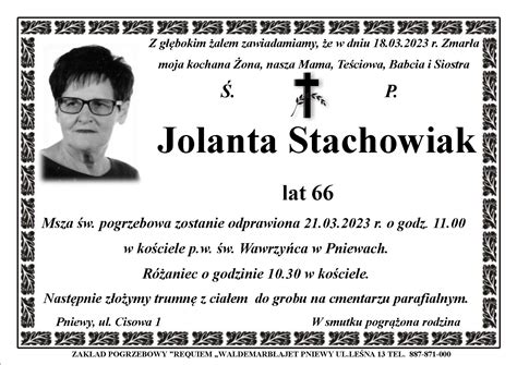 Nekrolog P Jolanta Stachowiak Fleet Pl