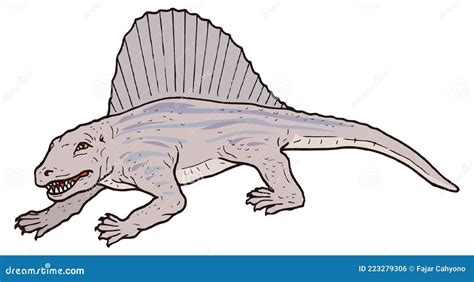 Dimetrodon Vector Silhouette Isolated On White Background Dinosaurs