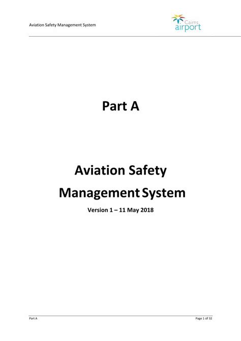 Pdf Part A Aviation Safety Management System Cairns Airportthe