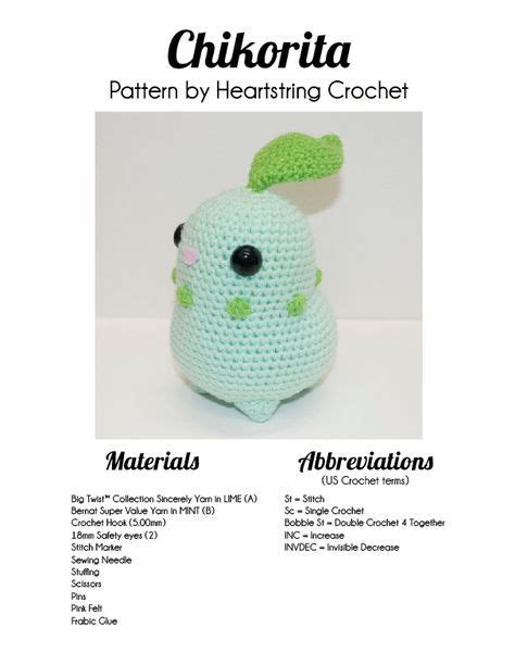 The Pattern For Chikorita Is Now Available And For This Week Only