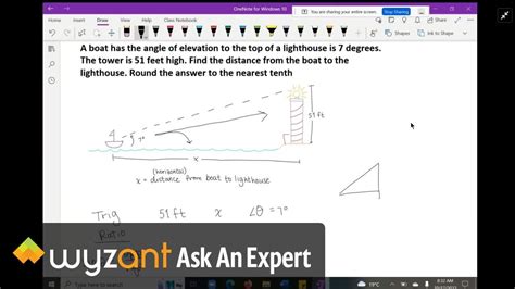 Angle Of Elevation Word Problem Youtube