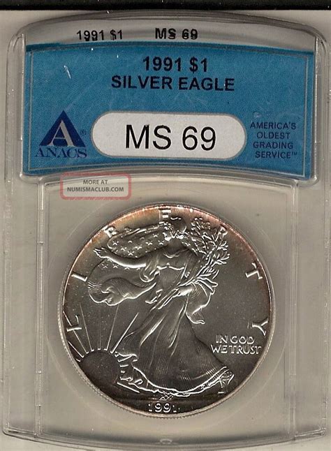 1991 American Silver Eagle S 1 Ms 69 Anacs Certified