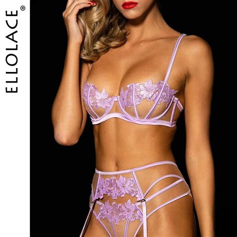 Ellolace Sensual Lingerie Underwear Erotic Hollow Out Brief Sets Push